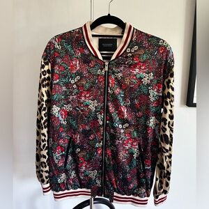 Scotch & Soda Women’s Floral and Leopard Printed Bomber Jacket